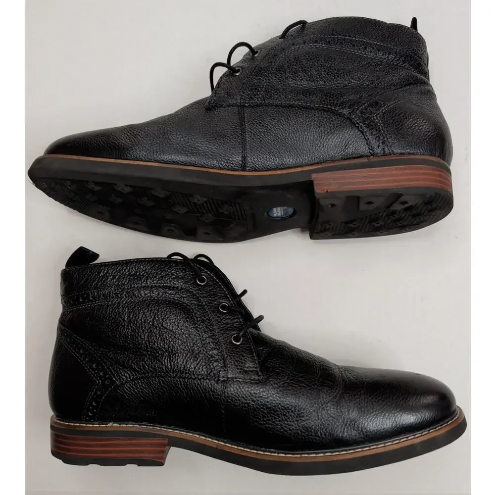 Nunn Bush Mens Ozark Plain Toe Chukka Boots Black tumbled leather 84777 Size 12W